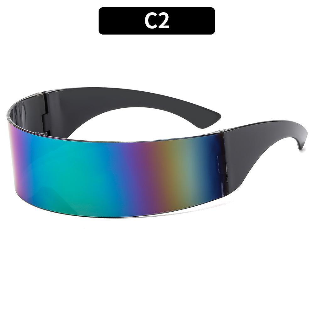 Y2K Future Warrior Rimless Sunglasses One Piece Lens Wrap Around Cyber Punk Futuristic Men Women Hip Hop Party Sun Glasses