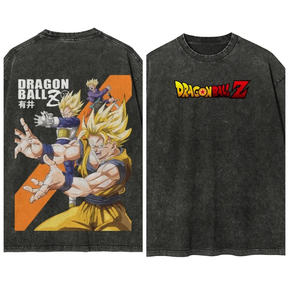 

Dragon Ball Anime Printed Tshirt Mens and Womens Washed Tshirt High Quality Vintage Cotton Tshirt Harajuku Tops XL