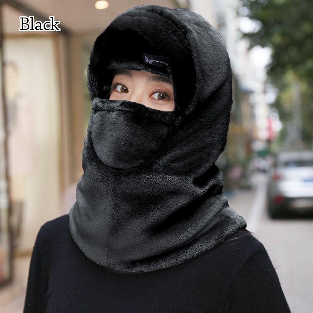 

Утолщенная лыжная ветрозащитная шапка, теплая велосипедная шапка, зимняя флисовая балаклава для мужчин и женщин чёрный