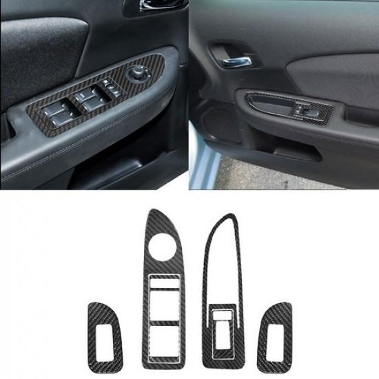 6Pcs Carbon Fiber Interior Door Control Cover Trim For Chrysler 200 Sedan