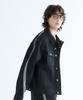 Lab101 Semi-Overfit Curve Line Color Block Denim Jacket (Black)