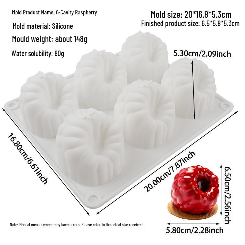 6-Cavity Large Raspberry Mousse Cake Mold and 24-Cavity Small Raspberry Silicone Chocolate Dessert Mold