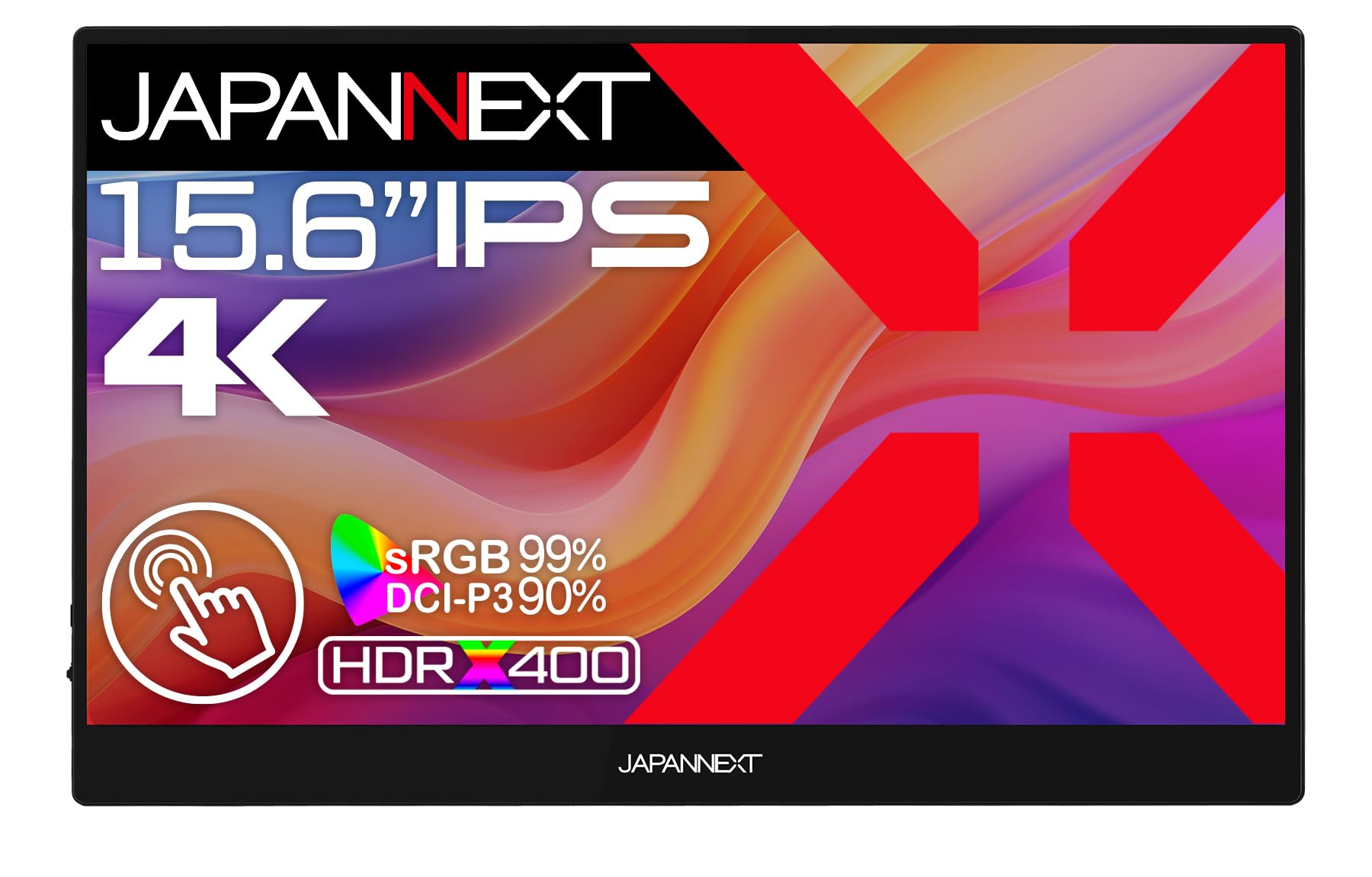

site JAPANNEXT IPS 4K mobile monitor miniHDMI USB HDR400 equivalent [EC only] 15.6-inch panel, 10-point multi-touch compatible, (3840x2160) чорний