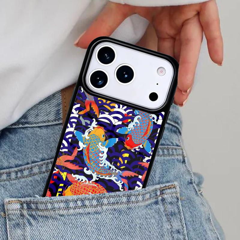 Japanese Koi Phone Case for iPhone 16e 15 14 13 12 17 Pro Max Plus Air 17pro Cover Coque