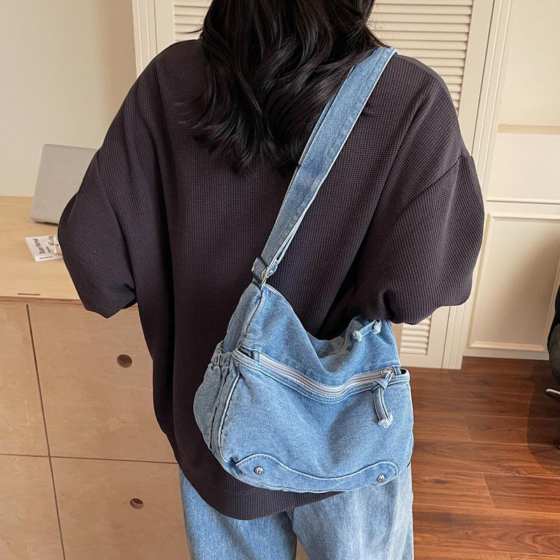 Denim Bag Women's Large Capacity Shoulder Crossbody Bag Vintage Commuter Bag