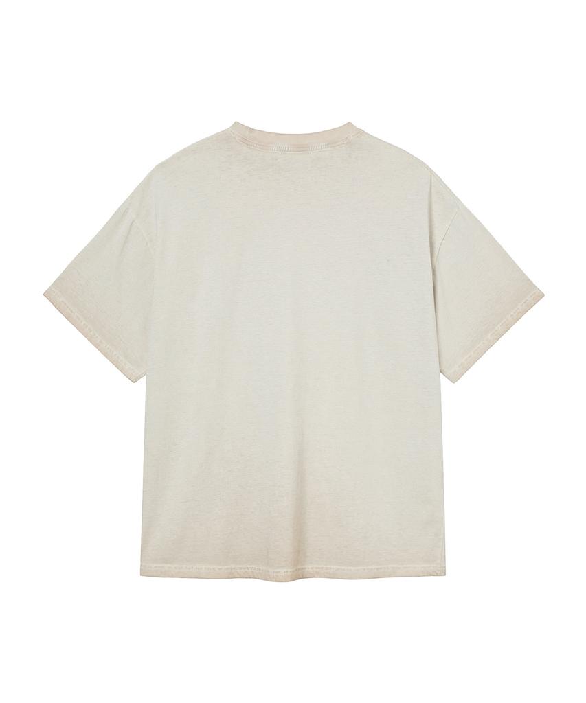 DEINET Washed Logo T-Shirt In Beige