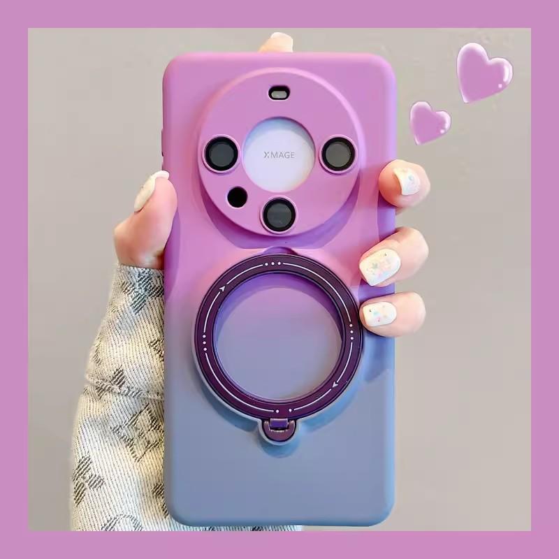 Huawei Pura70 Ultra Mobile Phone Case Gradient Bracket Magnetic Suction Mate60Pro Liquid Silicone Anti-fall Protection Case