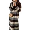 Long Autumn and Winter Knitted Large-size Dress Sweater New Striped Fashion Temperament Loose and Thin Bottom Skirt