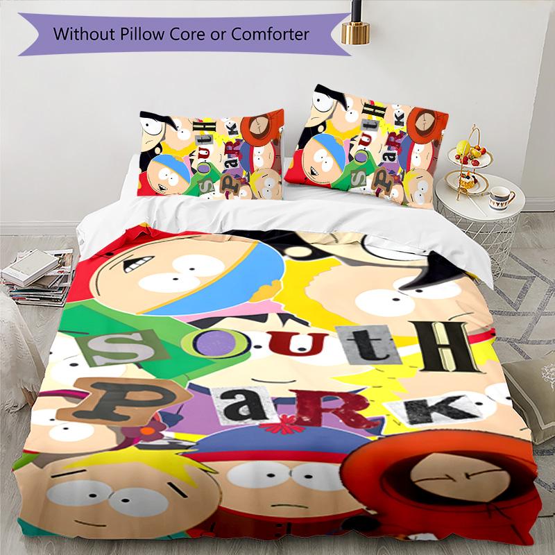 South Park 3pcs Bedding Set Duvet Cover Closure Includes 1 Duvet Cover & 2 Pillowcases for All Seasons Bedroom Home Dorm Decor