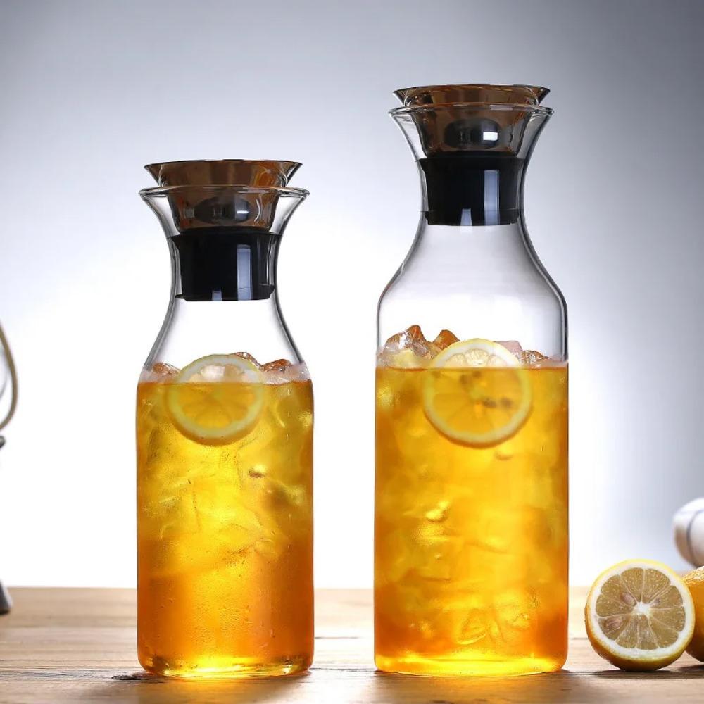 1500ml Geometrical Glass Pitcher Transparent Water Carafe Teapot Tea Kettle Cold Amber Water Jug Drink Dispenser with 2 Cup