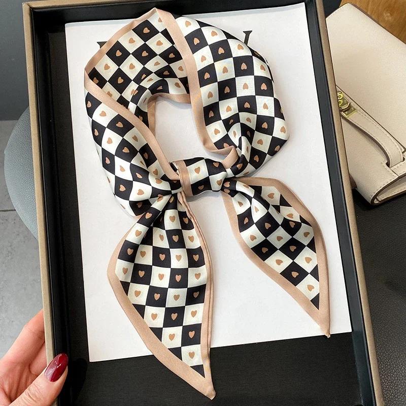 Fashion Print Hair Ribbon Scarf Women Neck Tie Bag Scarfs Satin Silk Skinny Headscarves Ladies Foulard Floral Bands 2026 New