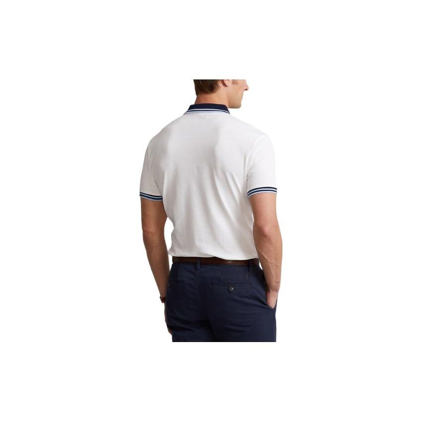 Polo Ralph Lauren SS22 Color Block Cotton Short Sleeve Polo Shirt Men tops White MNPOKNI1N821681-100