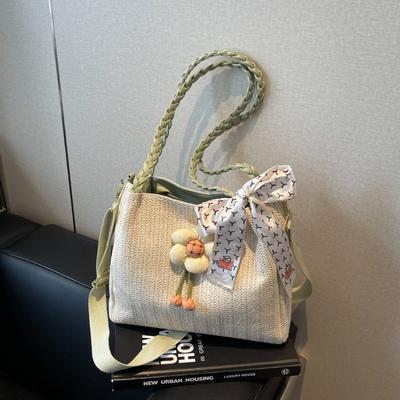 Damen-Tragetasche mit großem Fassungsvermögen, neue Sommer-Crossbody-Webstrohtasche, Strandurlaub, Wind-Strandtasche