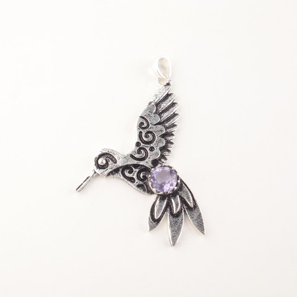 Round Iolite Gemstone 925 Sterling Silver Jewelry Pendant1.8" For Birthday Gift CP-20-8