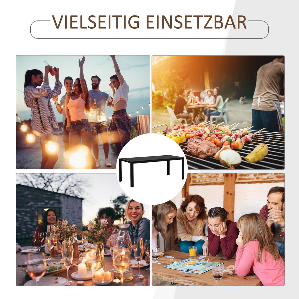 Garden Table Plastic 190 X 84.5 X 72 Cm Weatherproof, Wood Look, Wood Texture