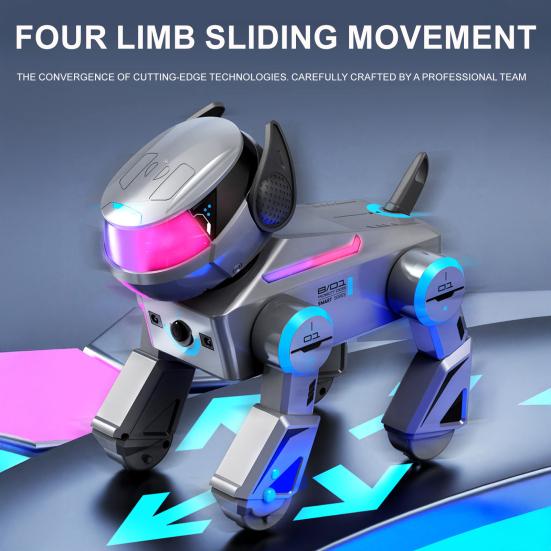 Cachorro Robô de Controle Remoto Brinquedo Programação Inteligente Interativo Cachorro Elétrico Crianças Pequenas 2.4GHz RC Caminhando Dançando Brinquedo Cachorrinho com Olhos LED