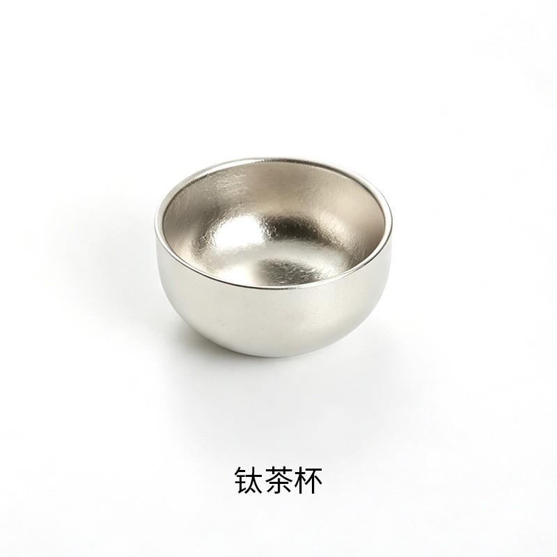 Titanium Tea Set Outdoor Camping Portable Double-Layer Insulated Teacups 6-Person Chinese Gongfu Kit