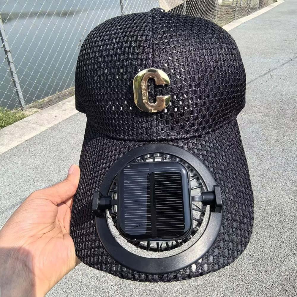 Portable Solar Powered Fan Baseball Cap Adjustable 300mA Rechargeable Fan Hat Long-lasting Versatile Cooling Mesh Peaked Cap