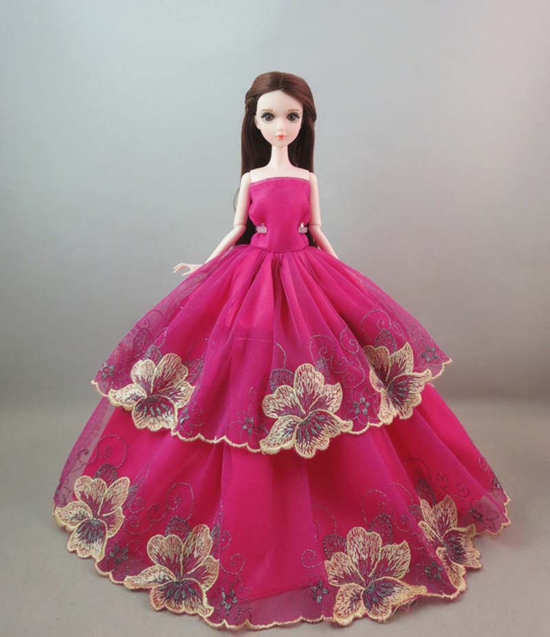 15pcs/lot Doll Accessories For Barbie Doll Outfits = 5pcs Wedding Dresses & 10pairs Shoes 1/6 Doll Clothes For Barbie Dolls