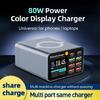 80W Multifunctional Fast Wireless Charger Station USB Type C LED Display Charging Adapter for Home Office Travel