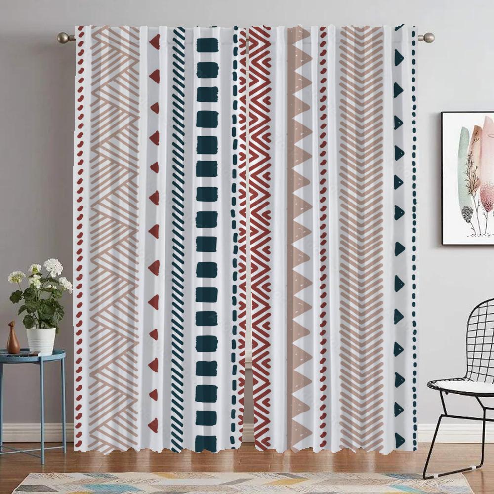 Bohemian Blackout Curtains for Living Room Anti-mosquito Curtains 2 Pieces Partition Window Curtain Shades Tulle for Bedroom