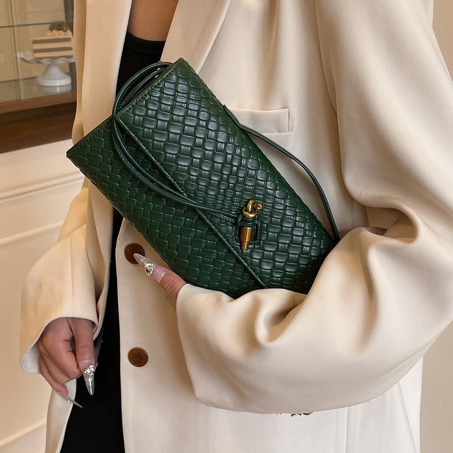 Geantă messenger baguette țesută nouă la modă, textură retro, portabilă, geantă de damă simplă de lux ușor, geantă de umăr