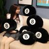 Black Large Sports Pillow Simulation Billiards 8 Balls Plush Stuffed Sports Balls Toy Soft Throw Pillows Cushion Decorative Cushionfor Home Bed Sofa