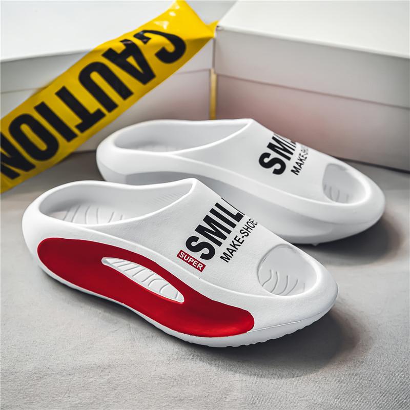 

Мужские шлепанцы с мягкой подошвой, лето 2024, пляжные сандалии, мужская нескользящая домашняя обувь для ванной комнаты 36 белый