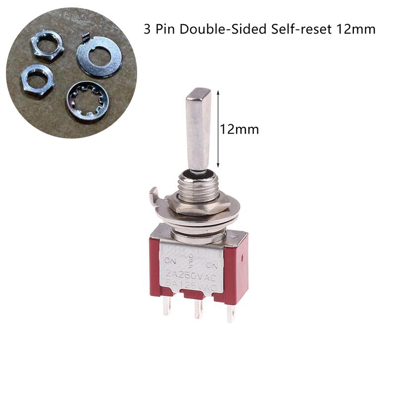 Toggle Switch 3Pin 3/2 Position Self-locking/Self-resetting ON OFF ON DPDT SPST DPST 5A 125VAC 2A 250VAC Latching Flat Handle