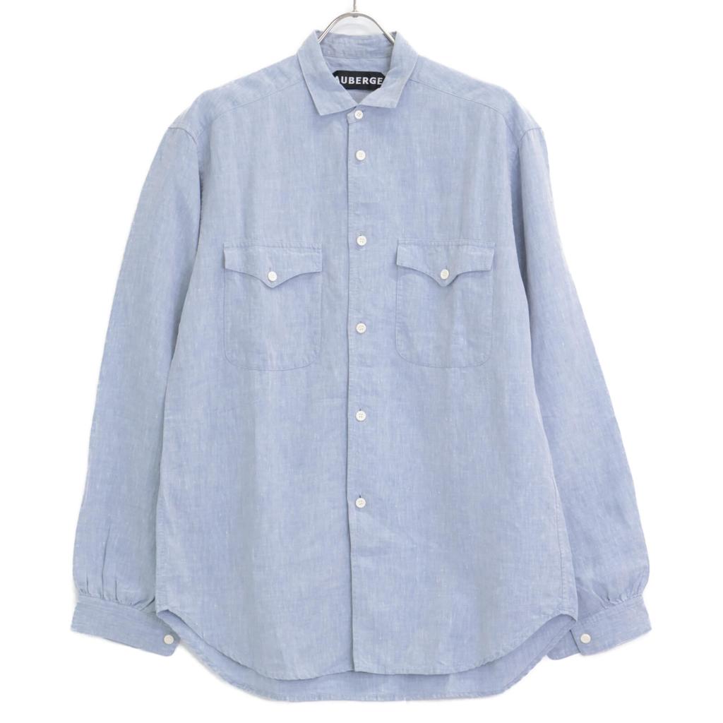 AUBERGE [Excellent Condition] CEZANNE Linen Double Pocket Long Sleeve Shirt/ tops 40 blueUsed