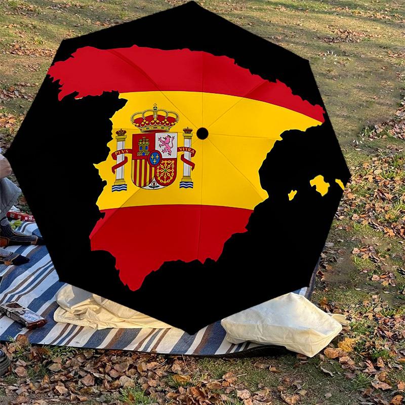 1 Stück Spanien Flagge Regenschirm - 8 Speichen verstärkt, Automatisches Öffnen, Leicht & Langlebig, Süßes Modeaccessoire für Draußen - T354