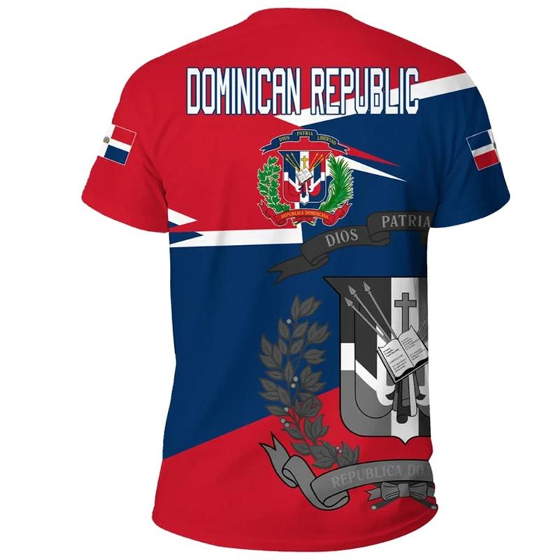 Mode Dominikanische Republik Flagge 3D-Druck T-Shirt Herren Sommer Rundhals Kurzarm T-Shirts Tops Fitnessstudio Sport T-Shirts Herren Kleidung