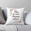 This Is Our Happy Place Square Pillowcase Polyester Linen Velvet Pattern Zip Decor Pillow Case Sofa Seater Cushion Cover