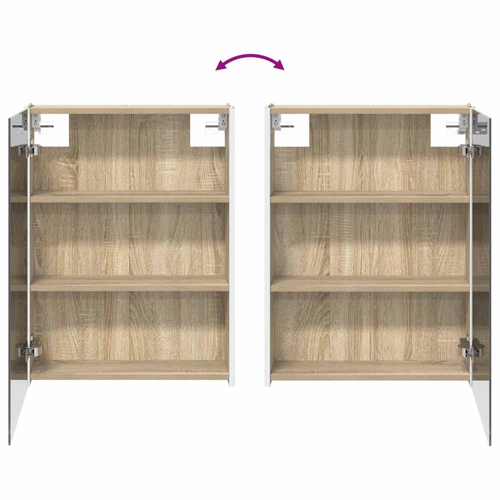 Bathroom Furniture Set 4 Pcs Sonoma Oak Engineered Wood and Glass