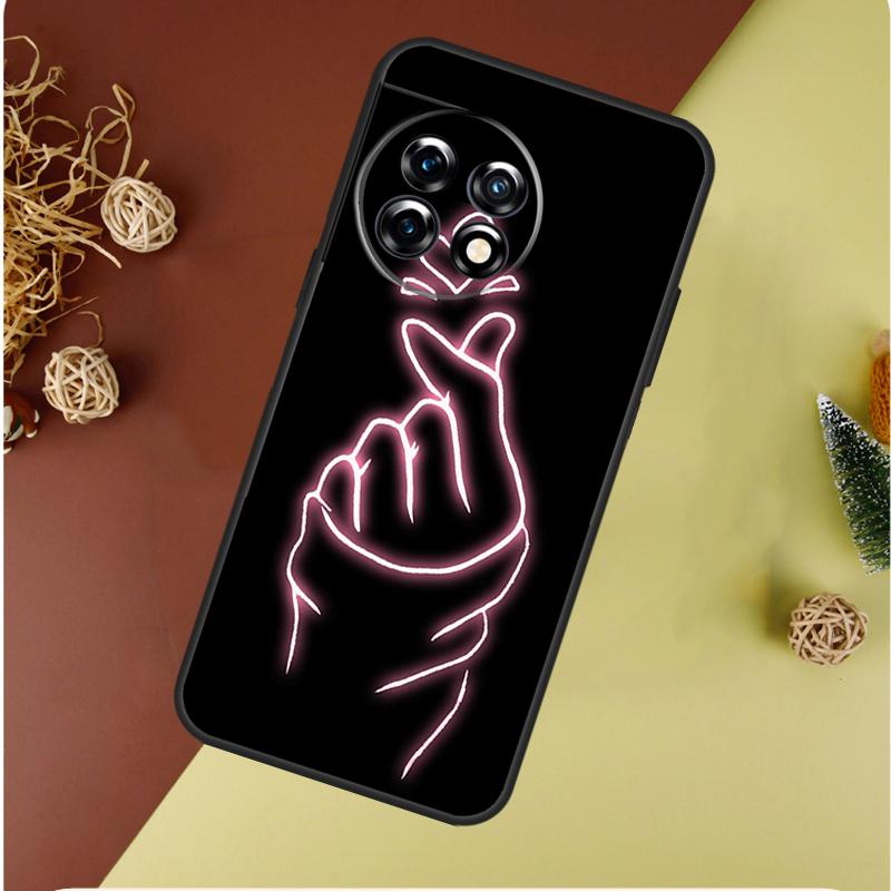 Kpop Finger Heart For OnePlus 13 13R 12 12R 11 9 10 Pro 8T 9RT 10T 10R N20 N30 Nord CE 2 3 4 Lite Phone Case
