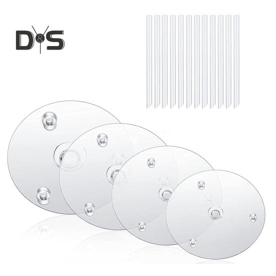 

1 комплект водонепроницаемых подставок для тортов, практичные гладкие края, 4 основы для тортов, 12 подставок для штабелирования тортов чистый