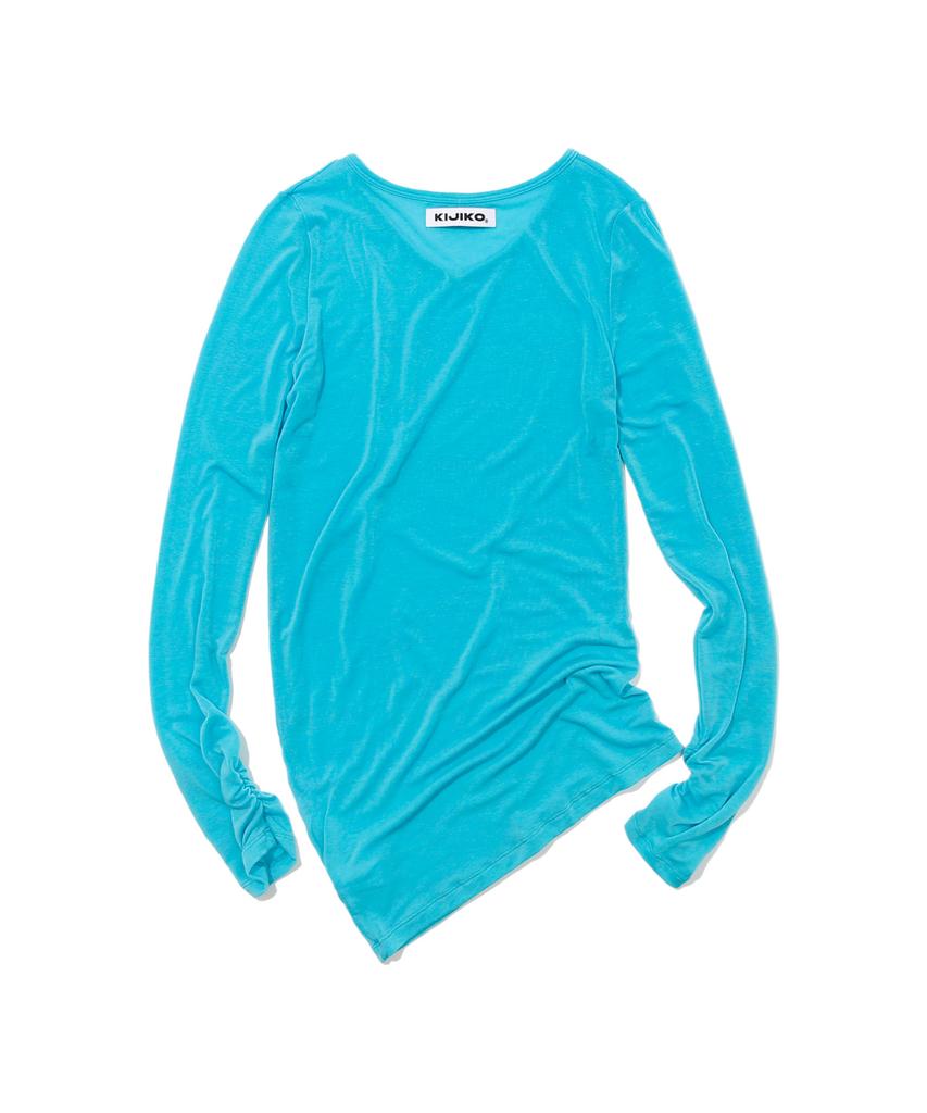 KIJIKO Ke311. Curved Sheer Tee Aqua Blue