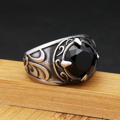 Gothic Vintage Dragon Claw Ring Punk Hip Hop Stainless Steel Black Stone Rings For Men Women Fashion Party Jewelry Accessories