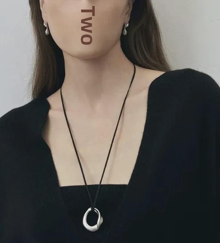 Elegantní čínský styl koženého lana kondenzační prsten přívěsek náhrdelník pro ženy