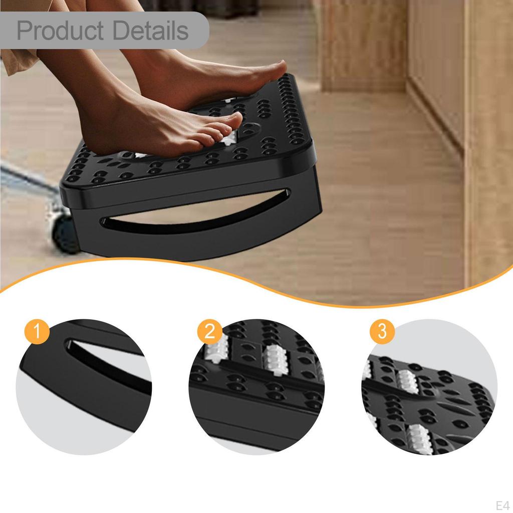 180° Adjustable Office Footrest, Double Row Massage Rollers, Textured Surface, Non-Slip