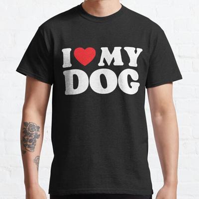 Heren Mode Casual Korte Mouwen I Love My Dog Zwarte T-shirts Oversized T-shirts