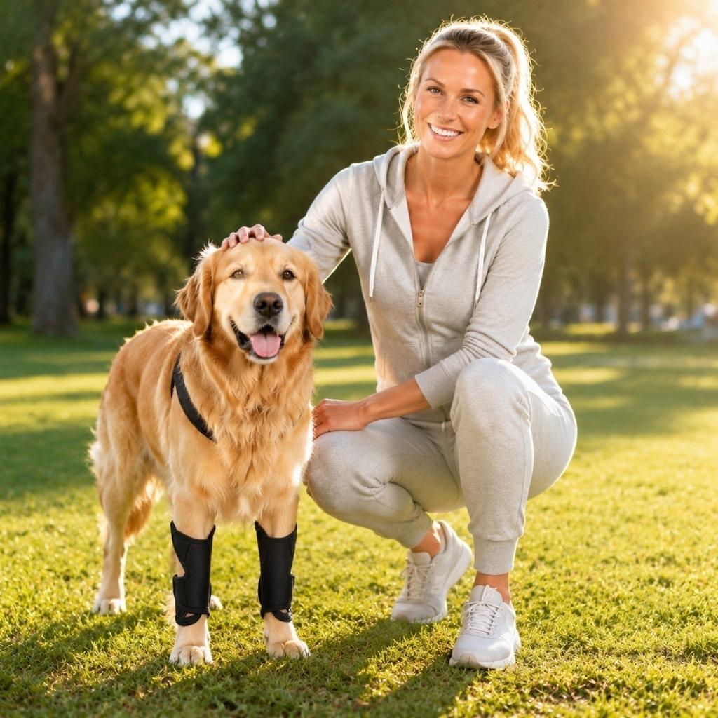 Dog Knee Brace for Patellar Support - Adjustable Joint Wrap for and Leg Stability