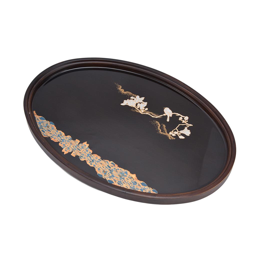 Bamboo Tea Tray Japanese Simple Novel Beautiful Resin Walnut Tea Tray for Home UseOval S