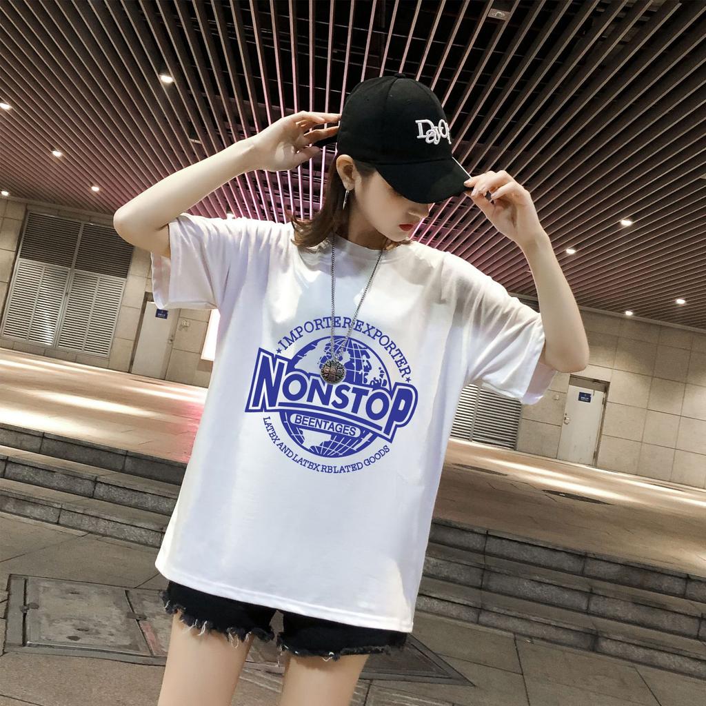 Plus Size Women Letter Print T-shirt Ladies Summer O-neck Short Sleeve Loose T-shirt Trendy Top