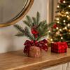Wood Base Christmas Tree with Faux Branch Detail for Desk, Shelf, Counter, Entry Table, and Shop Front Display