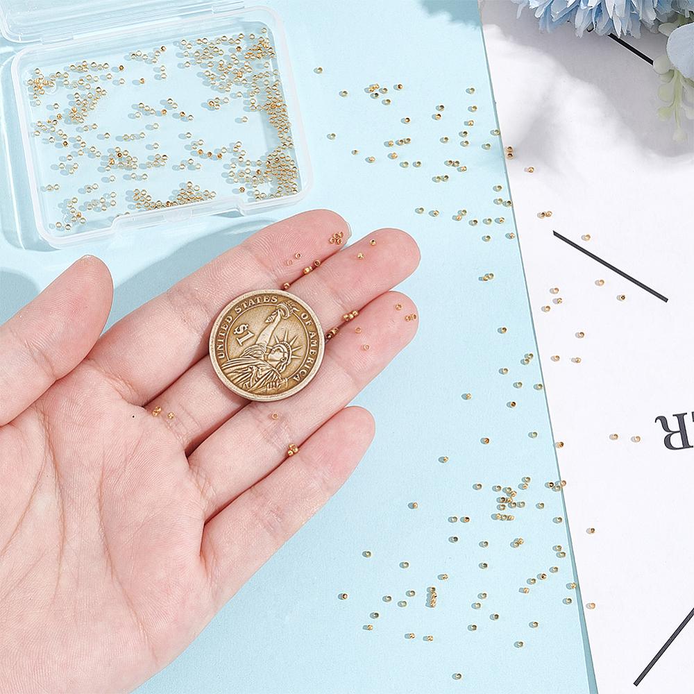 400Pcs 304 Stainless Steel Spacer Beads, Rondelle, Real 24K Gold Plated, 1.5x1mm, Hole: 0.8~1mm