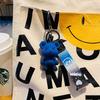 [Moerstar] Bear Keychain Keychain Cute Resin Animal Pendant Cute Color Bear Key Braided Idea Rope Animal Pendant Metal Keychain, Blue