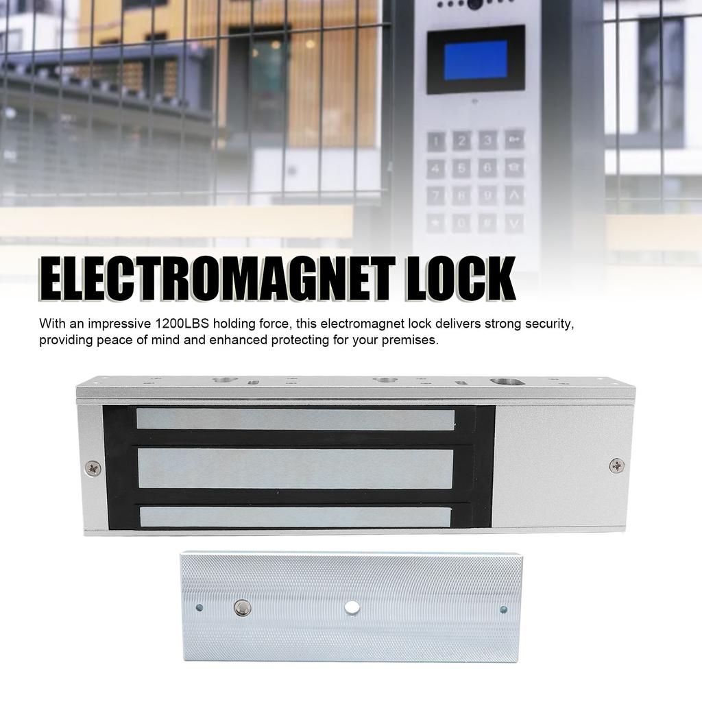 Electric Magnetic Lock 1200LBS Holding Force 12V Fail Safe NC Mode Electromagnet Lock Single Door Access Control System for Metal Wood Glass Doors