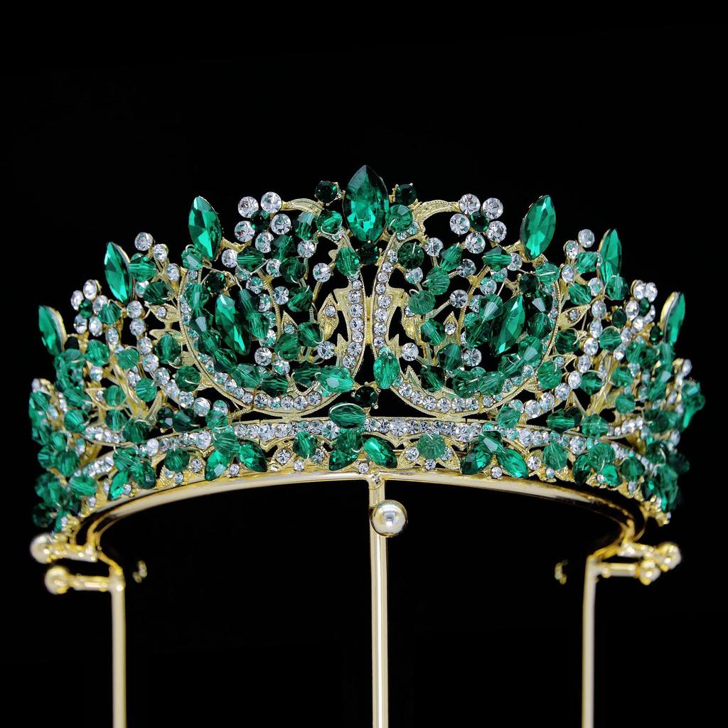 Elegant European and American Multi Color Alloy Crystal Wedding Headdress Bridal Crown