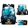 Kids Dinosaur Backpack Set Elementary School Oxford Fabric Ergonomic Back Support Breathable Lightweight 3-Piece Kit